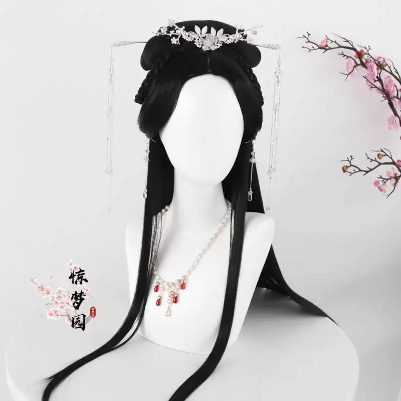 Фото Парик Hanfu в древнем стиле Dream Garden для женщин, парик на всю голову супер феи, юбка Ru, длинный прямой парик на всю голову №1