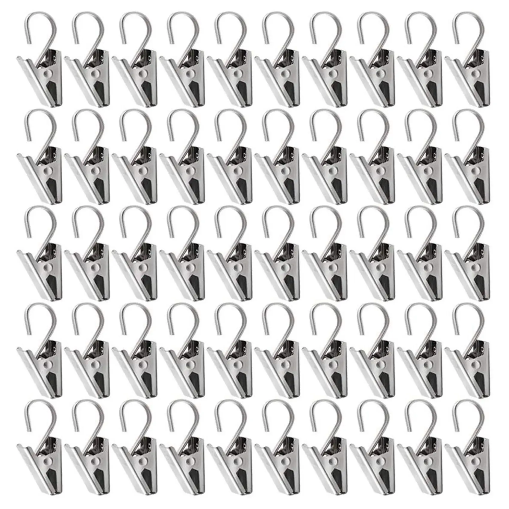 

50 PCS Stainless Steel Curtain Clips with Hook for Curtain Photos Home Decoration Outdoor Party Wire Holder