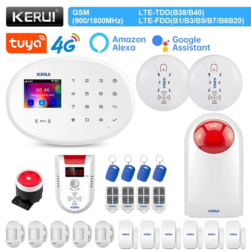 KERUI W204 сигнализация для дома 4G WIFI GSM Tuya Smart Alexa датчик движения Детектор