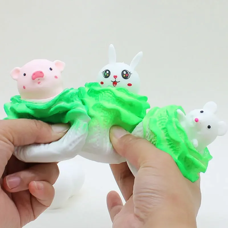 

New Creative Trick Cute Rabbit Decompression Squeezing Cabbage Cup Squeezing Joy Children's Release Decompression Squeeze Toys