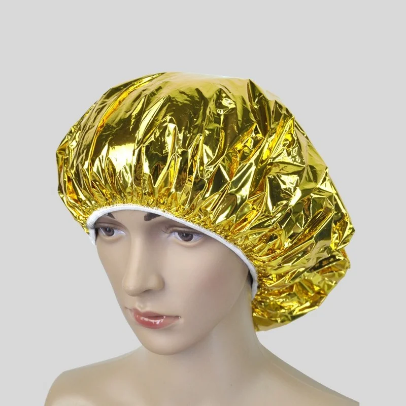 

6Pcs Shower Cap Heat Insulation Aluminum Foil Hat Elastic Bathing Cap Hairdressing Cap for Women Hair Bathroom