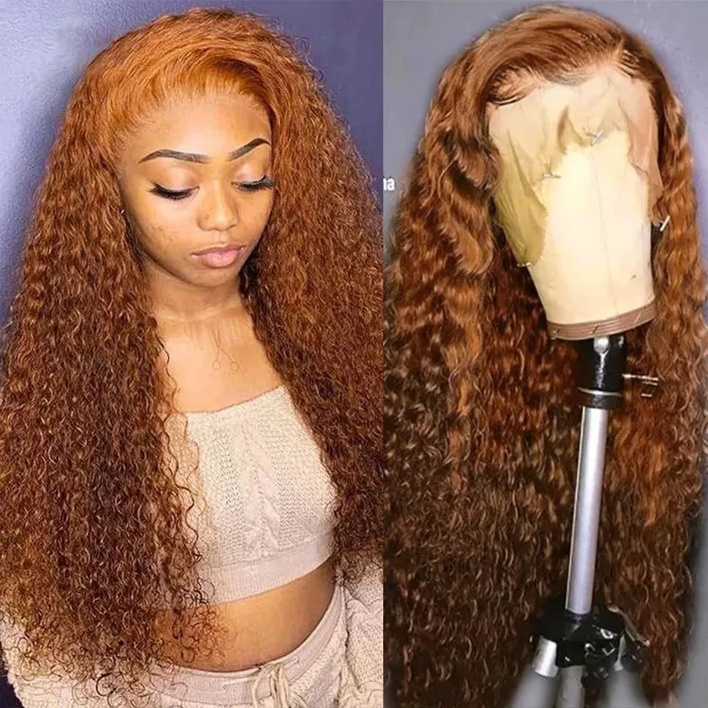 Pre Plucked 13x6 Ginger Lace Front Wig Human Hair Deep Wave Colored Brazilian Remy 4x4 Closure Wig Women 13x1 T Part Wigs