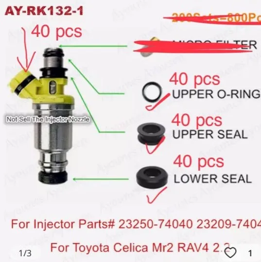 200 takım yakıt enjektör tamir takımları parçaları için #23250-74040 Toyota Celica için MR2 RAV4 2.2 için 195500-5360 FJ334 için AY-RK132-1