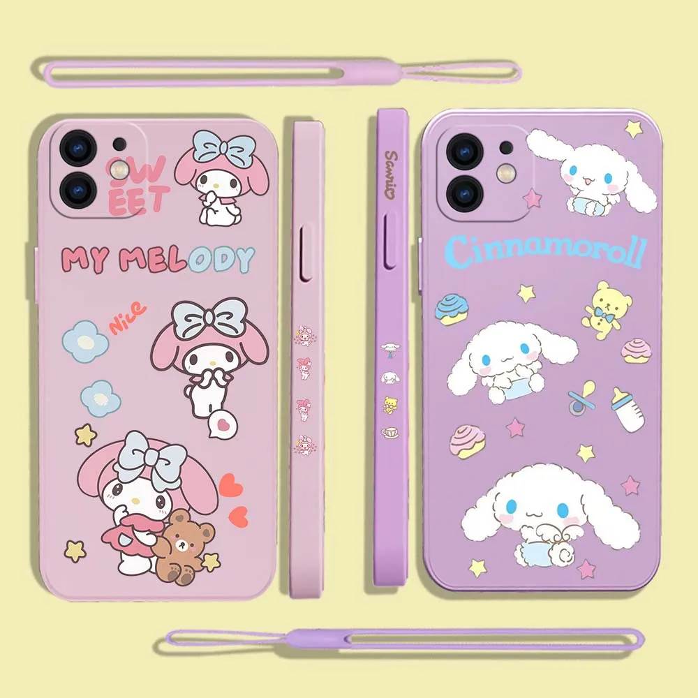 

Sanrio My melody Phone Case For Samsung A81 A53 A50 A12 A22S A52 A52S A51 A72 A71 A32 A22 A20 A30 A21S A11 4G 5G with Hand Strap