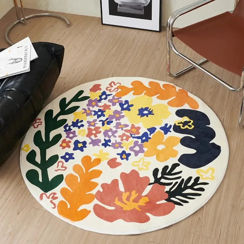 

Floral Cartoon Children's Room Carpet Soft and Fluffy Rug for Home Decoration Large Area Round Cloakroom Mat Perfect Area Rug