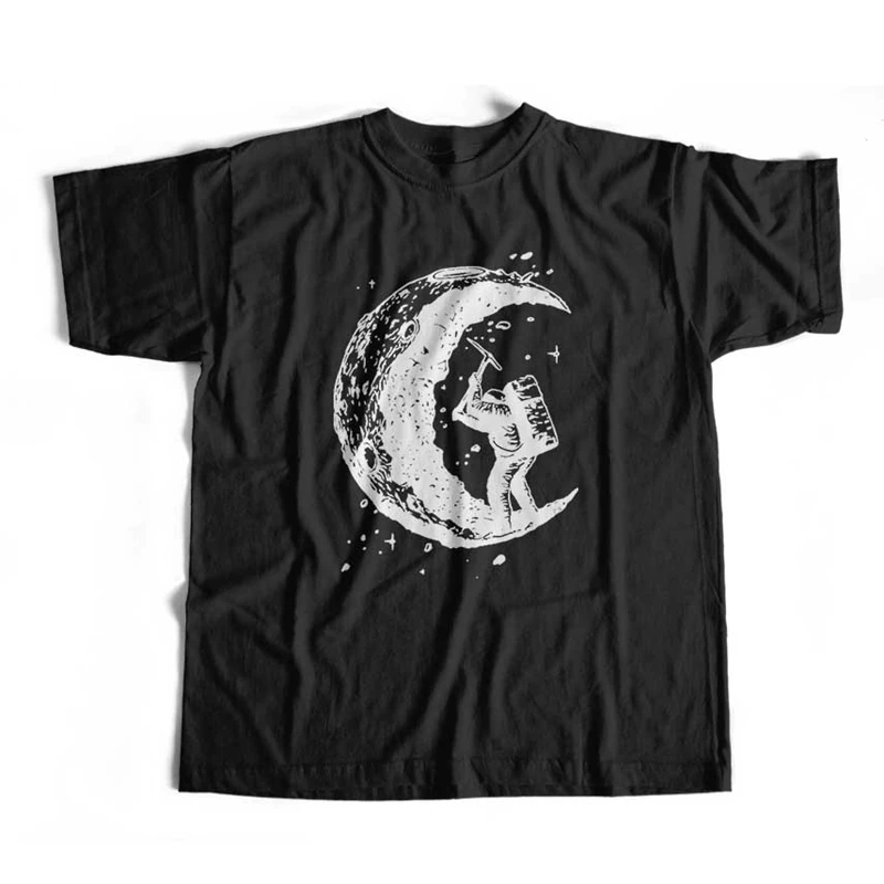 

100% cotton digging the moon print funny mens o-neck t shirts fashion men's tops men T-shirt cool men tshirt male men tee shirts