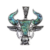 natural shell pendant abalone begu in silver zinc alloy bull head shape pendants exquisite jewelry making charms diy necklaces