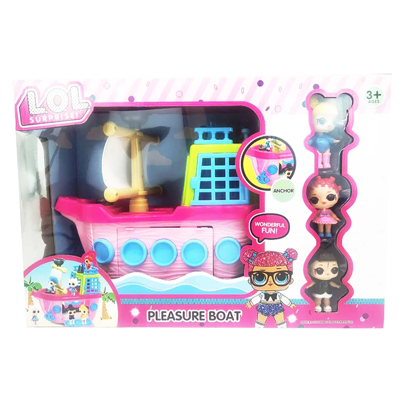 LOL Surprise Dolls Toy Set Cruise Ship Boat Cartoon Anime Figures DIY Girls Play Doll House Toys for Children Birthday Gifts