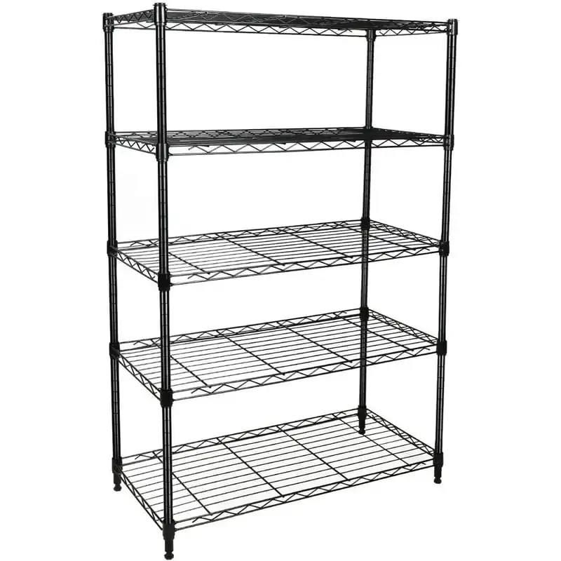 

Storage Wire Shelf, Adjustable Height Shelving Unit Display Rack for Laundry Bathroom Kitchen 29" D x 14"W x 61" H(5-Tier, Black