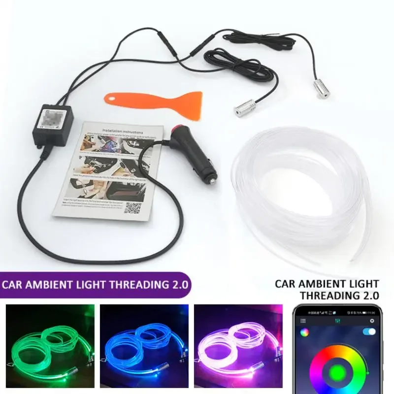 

LED Ambient Light APP Cold Light Bluetooth Control Color Changing Car Interior Strips Dashboard Decorative Lights