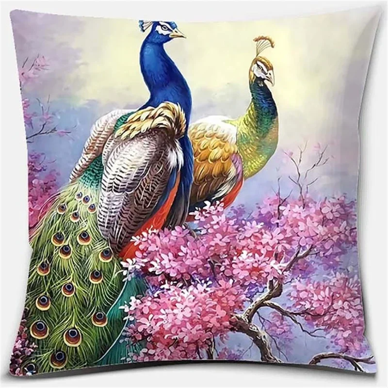 

Наволочка для подушки в стиле ретро с рисунком масляной живописи, розовый полудвойной большой цветочный декоративный чехол для дивана