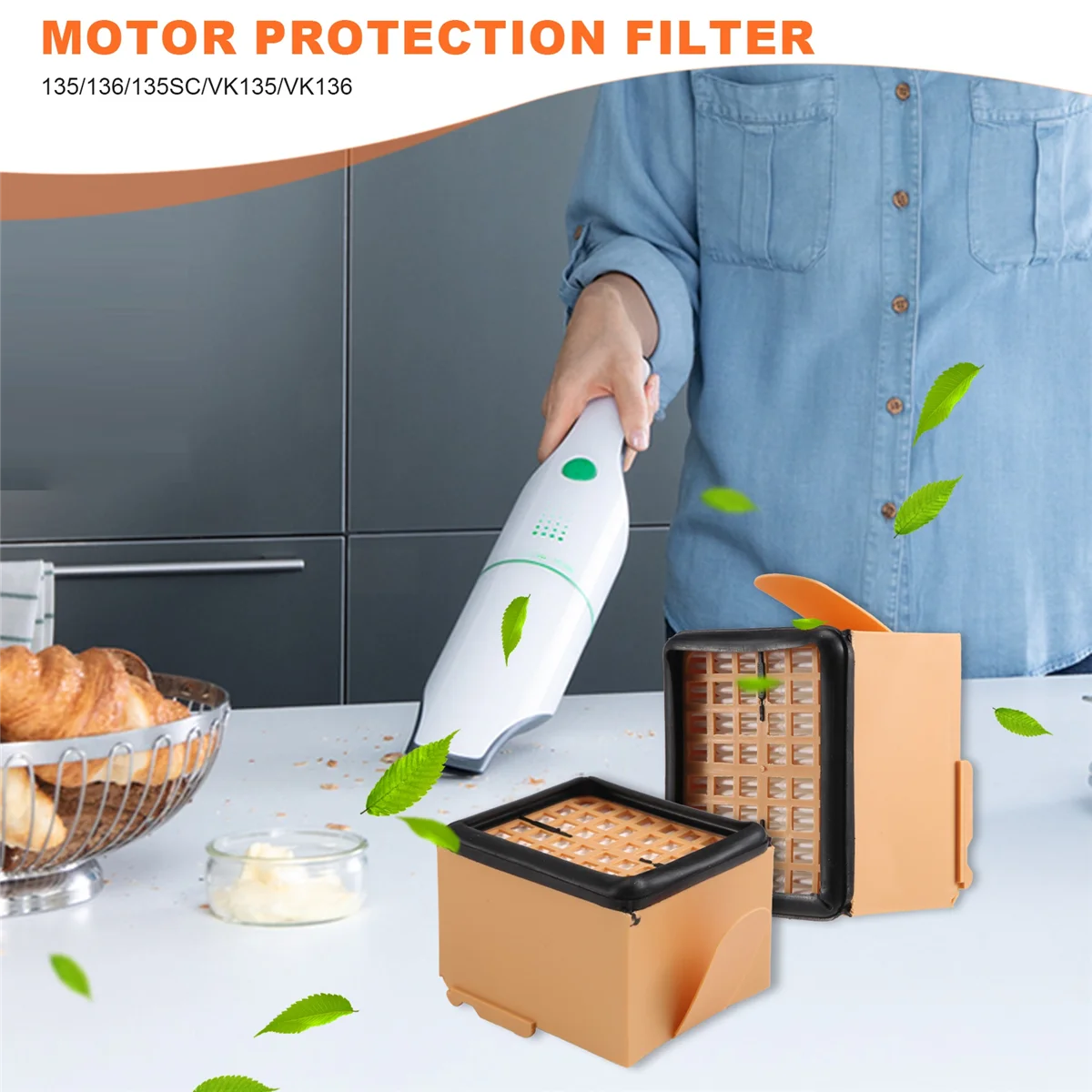 Наборы зубов для Vorwerk - Kobold 135/136 / 135SC VK135 VK136 2 x гигиенических фильтра + защитных