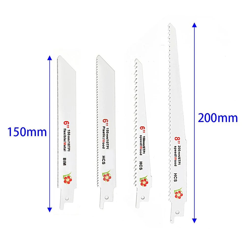 

Набор лезвий для сабельной пилы, 10 шт., из высокоуглеродистой стали, для дерева, дерева, металла, режущий инструмент, 150 мм/200 мм, 6T, 10T, 18T, электроинструмент