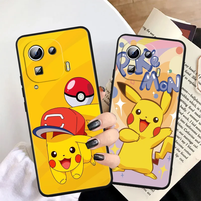 P-Pokemons мультфильм P-Пикачу для Xiaomi Mi 14 13T 13 12T 12 11T 11i 11 10T 10 Pro Lite ультратонкий черный