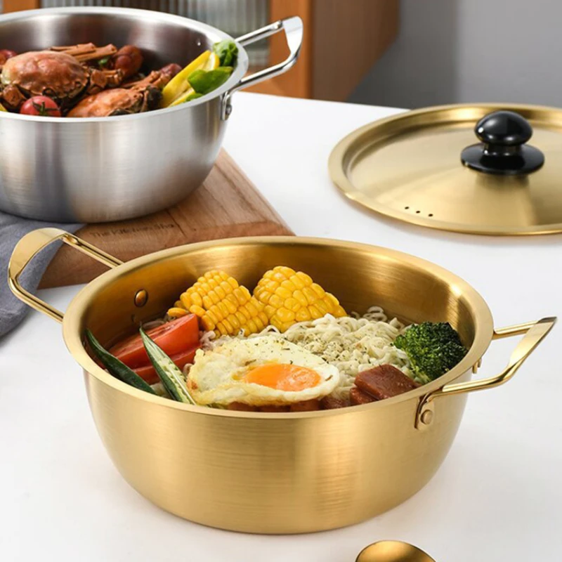 

Stainless Steel Instant Noodle Pot Induction Cooker Double Ear Soup Pot Cookware Milk Pot Cooking Pot Kitchen Gas Stove tencere