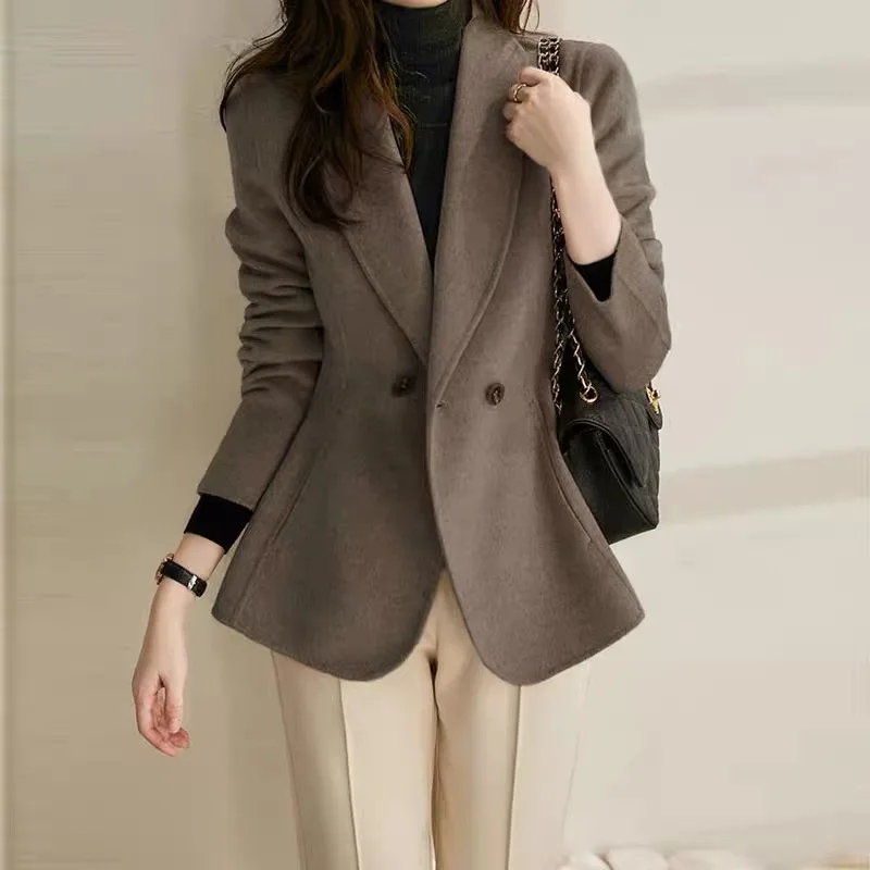 

UNXX 2023 осень-зима Новый Нежный Элегантный Приталенный деловой Повседневный шерстяной Блейзер на одной пуговице куртка женское модное верхнее пальто