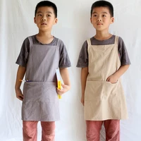 new fashion japanese simple style kids and men and women cotton apron childrens kitchen baking painting anti fouling apron