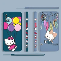 anime cute hello kitty cat for samsung galaxy a73 a53 a33 a52 a32 a22 a71 a51 a21s a03s a50 5g liquid left rope phone case cover