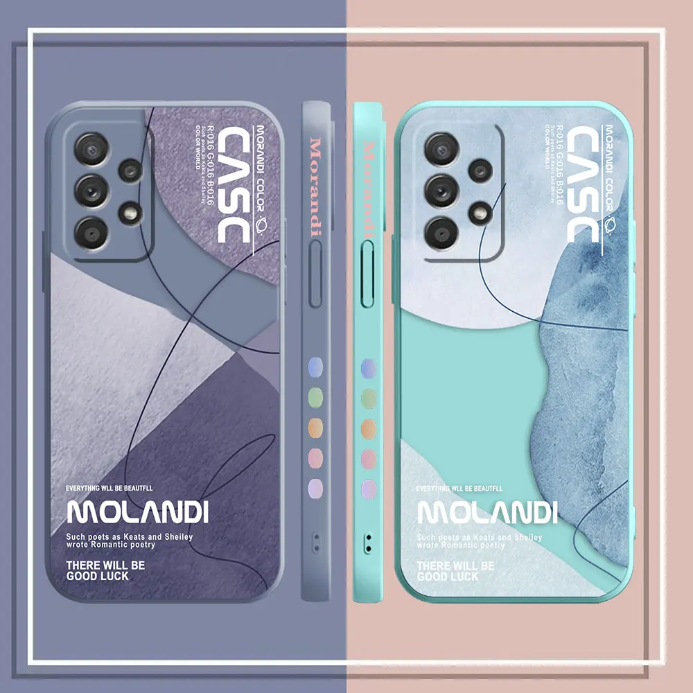Case For Samsung Galaxy A91 A14 A73 A72 A71 A53 A52 A51 A42 A33 A32 A22 A21S A13 A12 A715F A52S A22S 4G 5G Case Morandi Colors