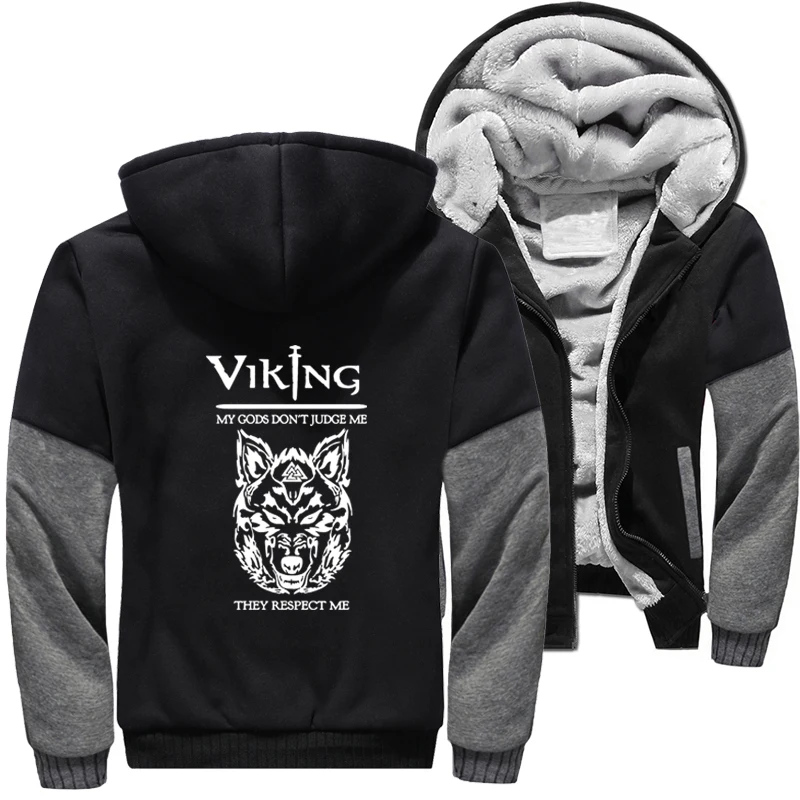 

Tiger My Gods Don't Judge Me They Respect Me Vikings Viking Valhalla Winter Thicken Men Fleece Hoodie Jackets Sweatshirts Coats