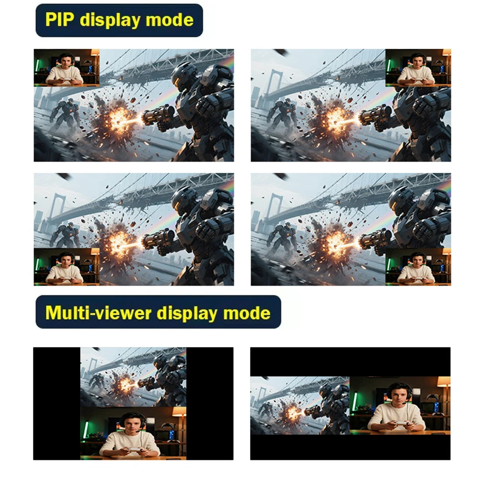 Фото Двухканальный видеомикшер для прямой трансляции с двумя HDMI-входами, USB-C для записи и аудиомикшированием с линейным входом для микрофона №3