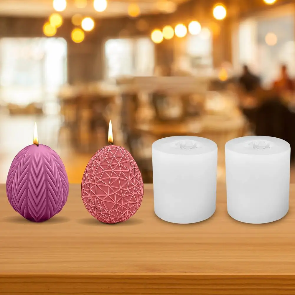 

NEW 2pcs Reusable Easter Egg Silicone Molds Arrow Mesh Shaped For Making Chocolate Candy Soap Candles