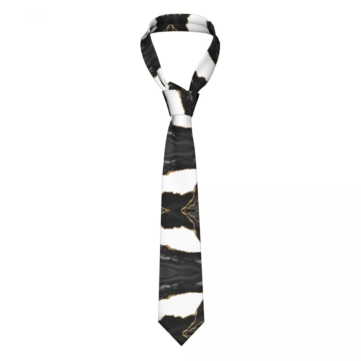 

Marble Black Stylish Stone Gold Neckties Unisex Fashion Polyester 8 cm Classic Modern Neck Tie for Men Suits Accessories Gravata