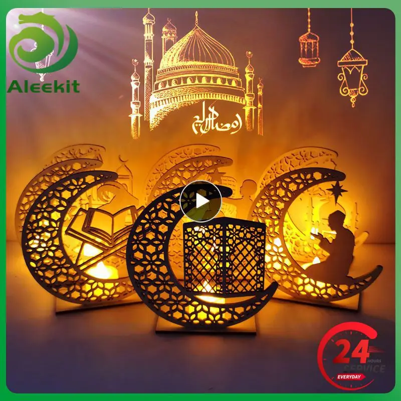

1 шт. Eid Mubarak, деревянные светильники со свечами, праздничные украшения, ислам, мусульманский стиль, украшение для дома, Рамадан, кареем, комнатное освещение, Декор