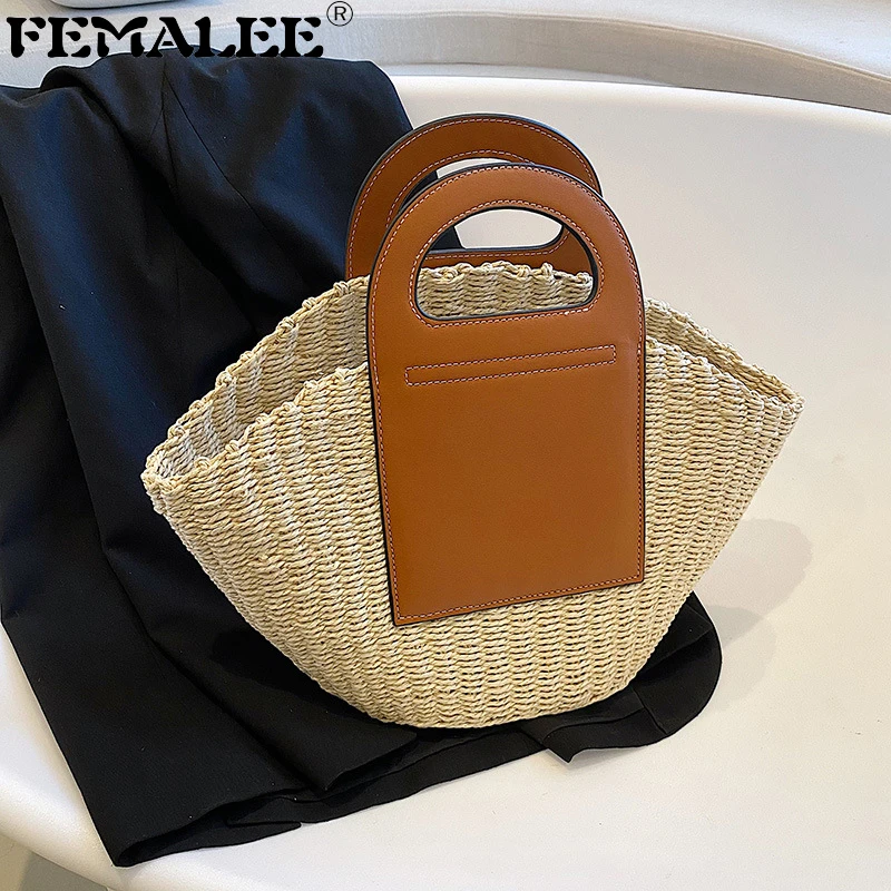 

Летние новые большие соломенные сумки, сумка ручной работы во французском стиле для женщин, плетеная корзина, сумка-тоут, сумки с ручками св...