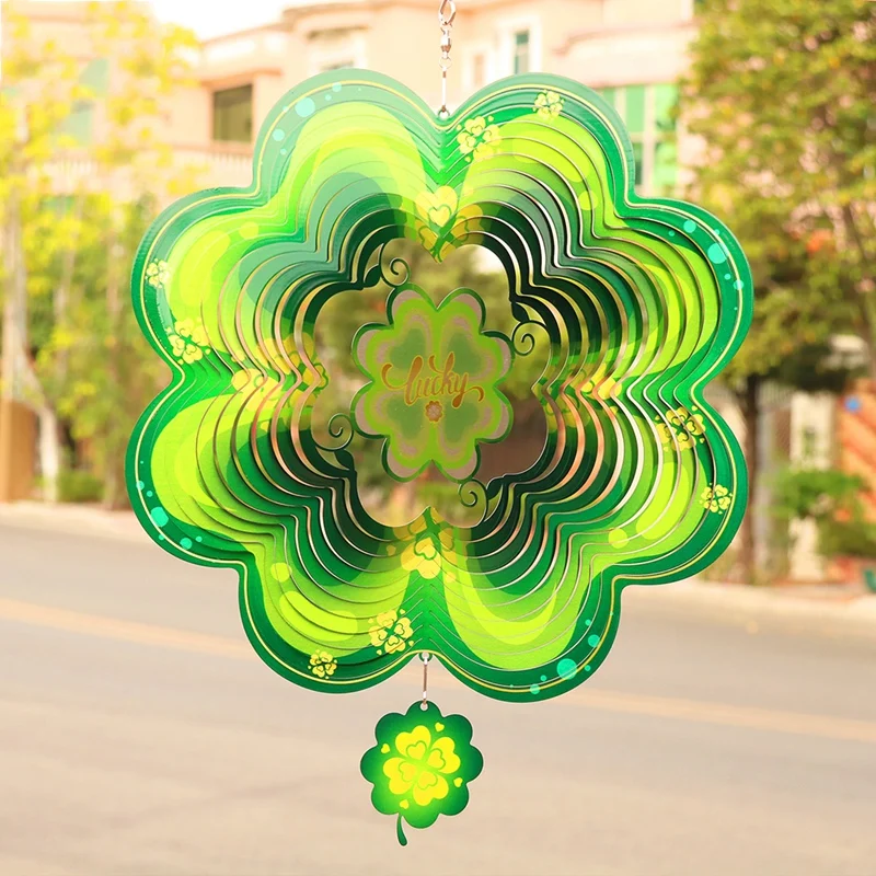 1 шт. Lucky Four Leaf Clover колокольчики 3D вращающиеся садовые подвесные украшения уличный