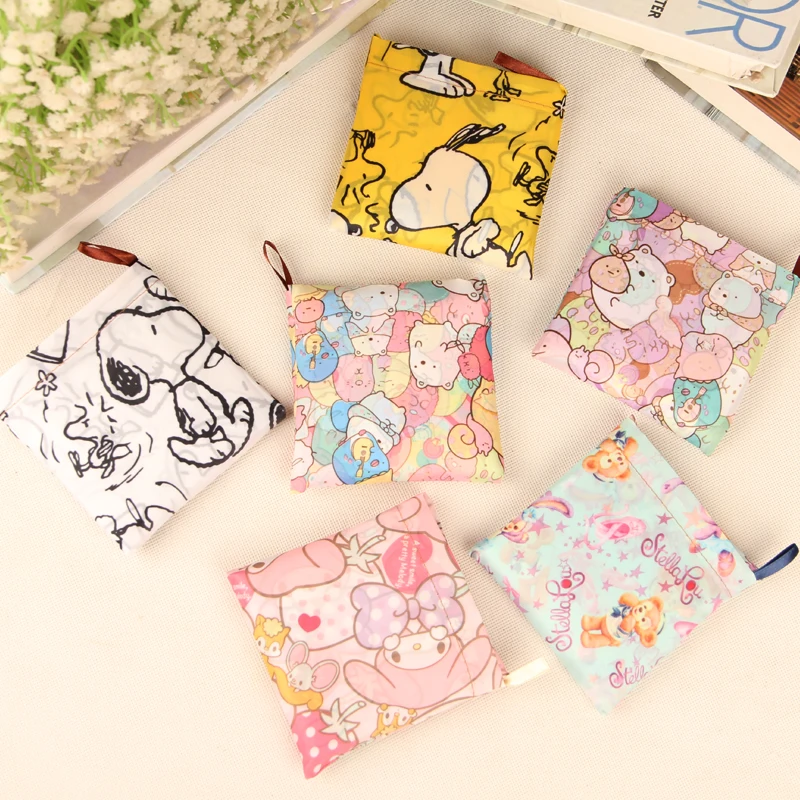

Kawaii Sanrio Hello Kitty My Melody Cinnamoroll Cute Cartoon Fold Portable Shopping Bag Water Proof One Shoulder Cloth Bag