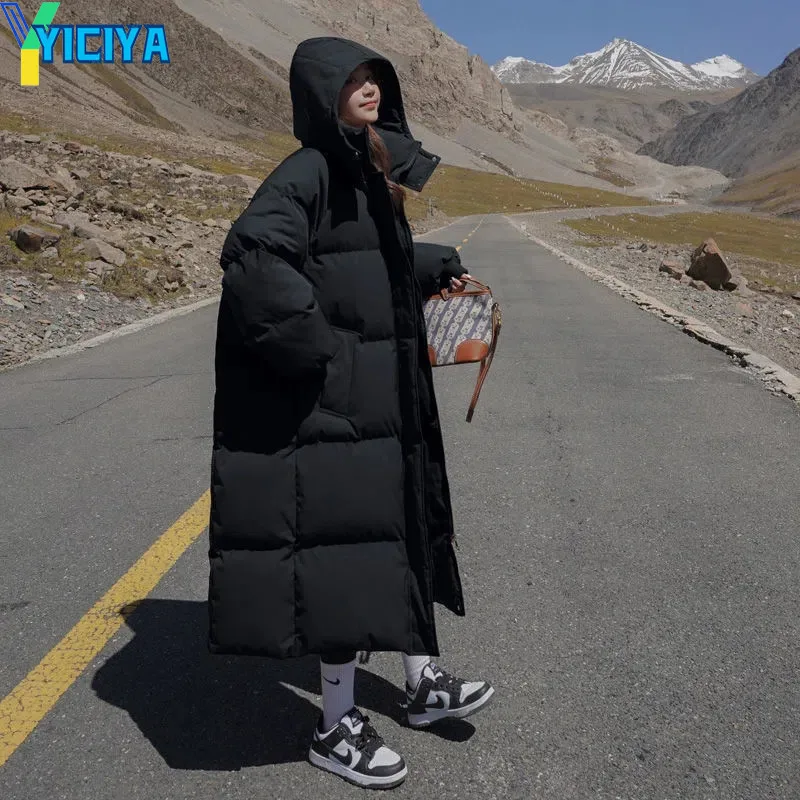 YICIYA Women's Winter Jacket 2023 Hooded Long Cotton Clothes Warm Thicken Windproof Streetwear Fashion Loose Oversized Coat Tops