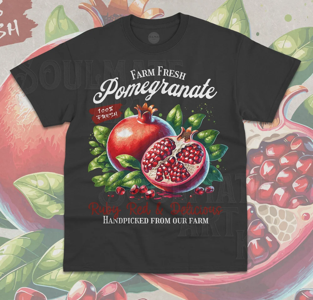 Футболка с гранатом в стиле ретро забавная фруктовая милая рубашка унисекс