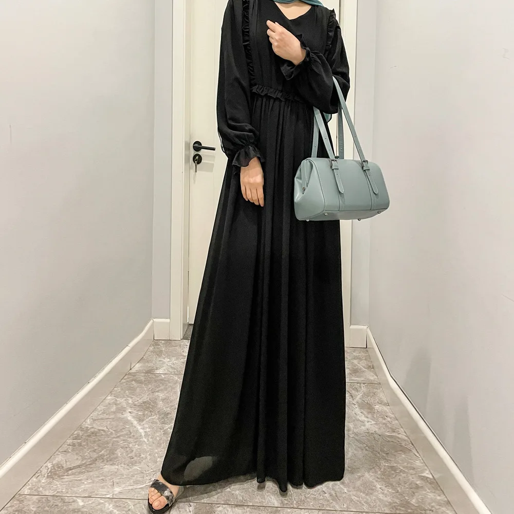 New Chiffon Muslim Women Dress Noble Luxury Retro Fashion Long Dress Islamic Saudi Arabia Party Long Dress Abaya Moroccan Dress