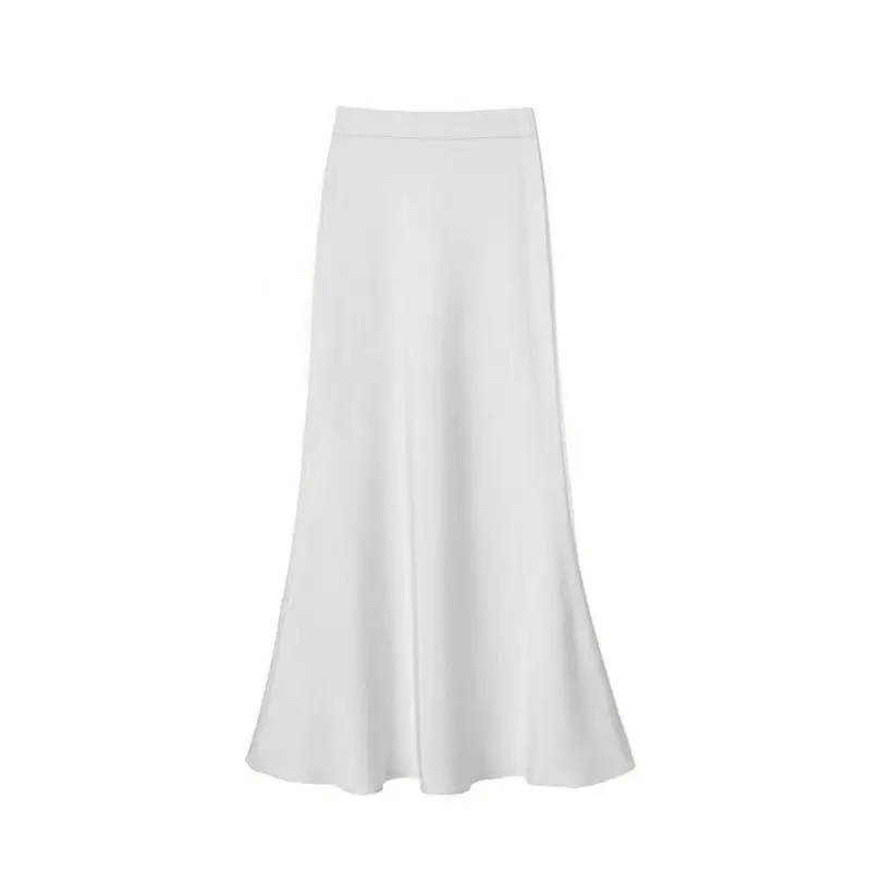 Женская модная французская ацетатная атласная юбка до середины бедра с оборкой