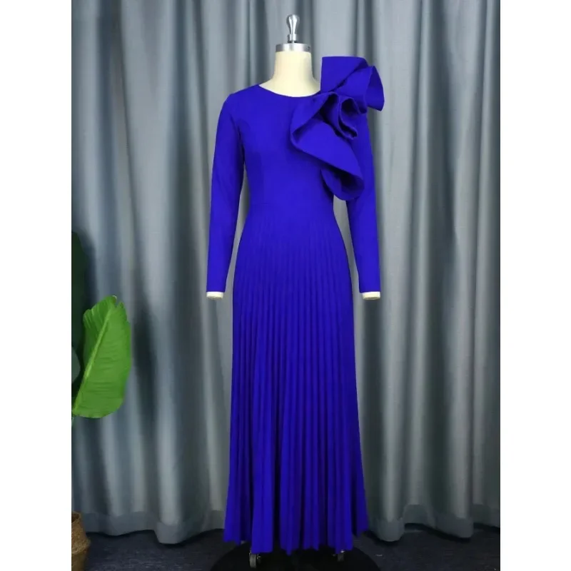 Новинка 2023 года женское винтажное платье с аппликацией скромное плиссированное