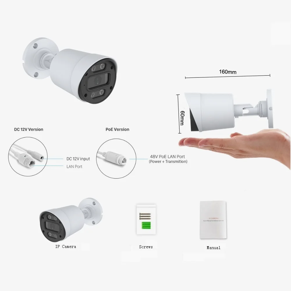 XMeye POE IP Camera HD 720P 1080P 2.8MM Len Outdoor Security with 65ft IR Night Vision Remote Viewing IP66 Waterproof 2MP - купить по