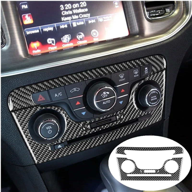 Car Interior Decoration Air Conditioning Control CD Panel Cover For Dodge Charger 2011-2014 Carbon Fiber Stickers Accessories