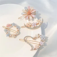 1 pcs korea fashion floral hair clips elegant pearl bowknot hairpins barrette for women 2022 new headdress hair accessories gift