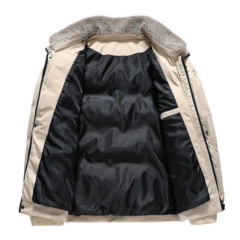 Padded men's winter coat 2022 new cold-resistant trend short winter clothing padded jacket lamb velvet collar padded jacket
