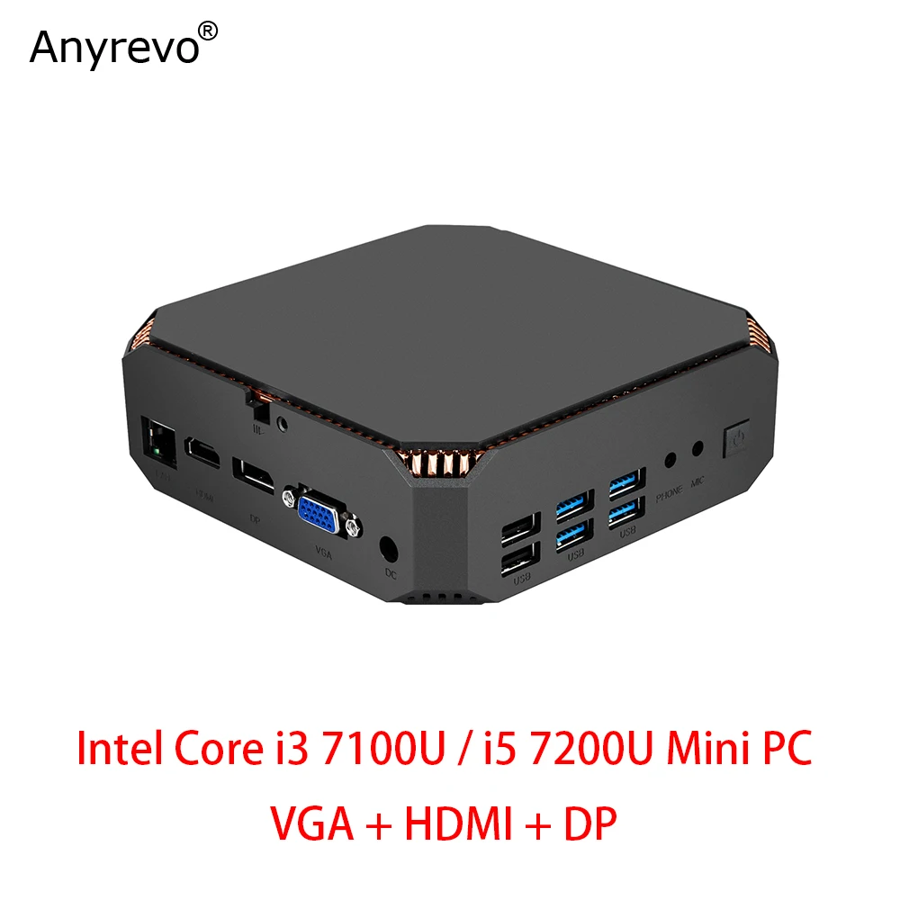 Windows 10 PC Intel Core i5 7200U Win7  Mini PC with 8G/16G DDR4 128G/256G/512G HDMI VGA DP 4K HTPC Dual band 5G WIFI Bluetooth