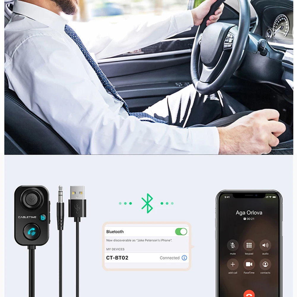 

1pac Car Bluetooth-compatible Transmitter Compatible With Home Speakers, Car Stereo With 3.5mm Audio Input FM Or AUX For All Car