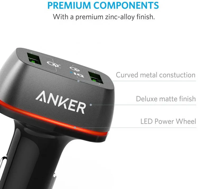 Автомобильное зарядное устройство Anker PowerDrive 2 Elite 2хUSB IQ и QC 3.0 42W цвет Черный (A2224H11) |