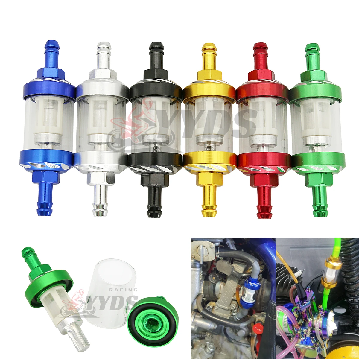 8mm CNC Motorcycle Gas Fuel Gasoline Oil Filter Moto Accessories For ATV Pit Bike Car Cup Universal |