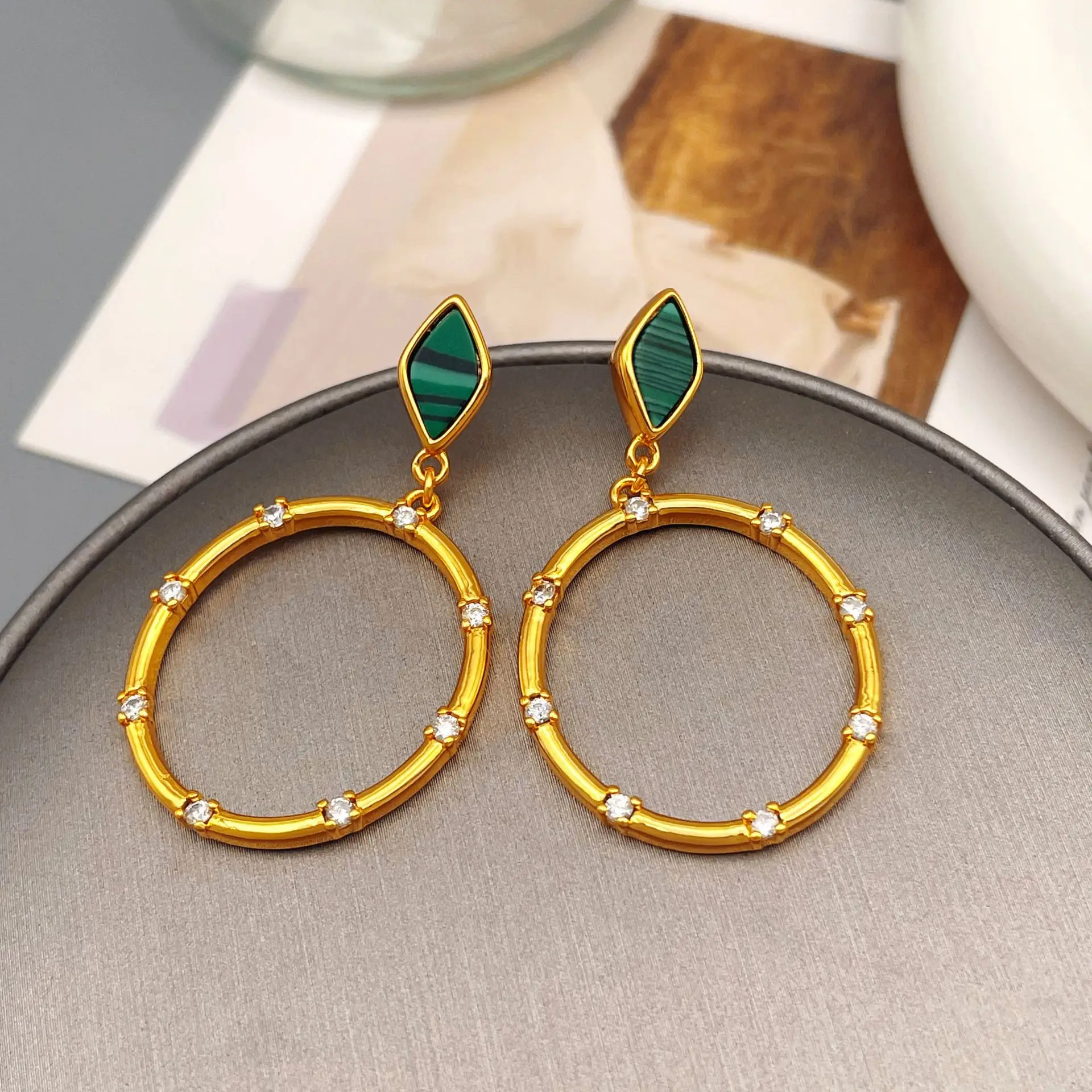 

European and American Exaggerated Big Ear Ring Bamboo Earrings Simple Earrings