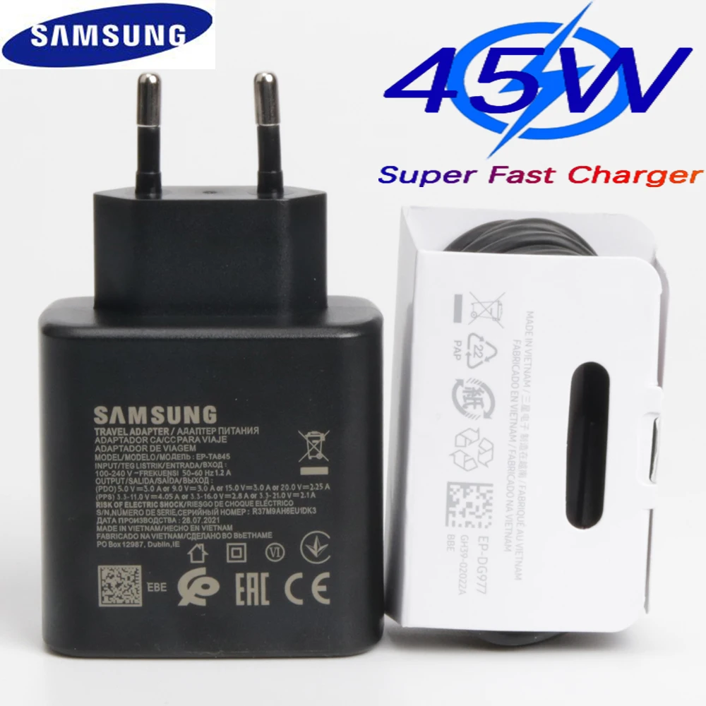

Samsung S22 Ultra Usb Type C 45w Original Super Fast Charge Charger PD Wall Power Adapter Cable For Galaxy S21 S20 FE Note10Plus