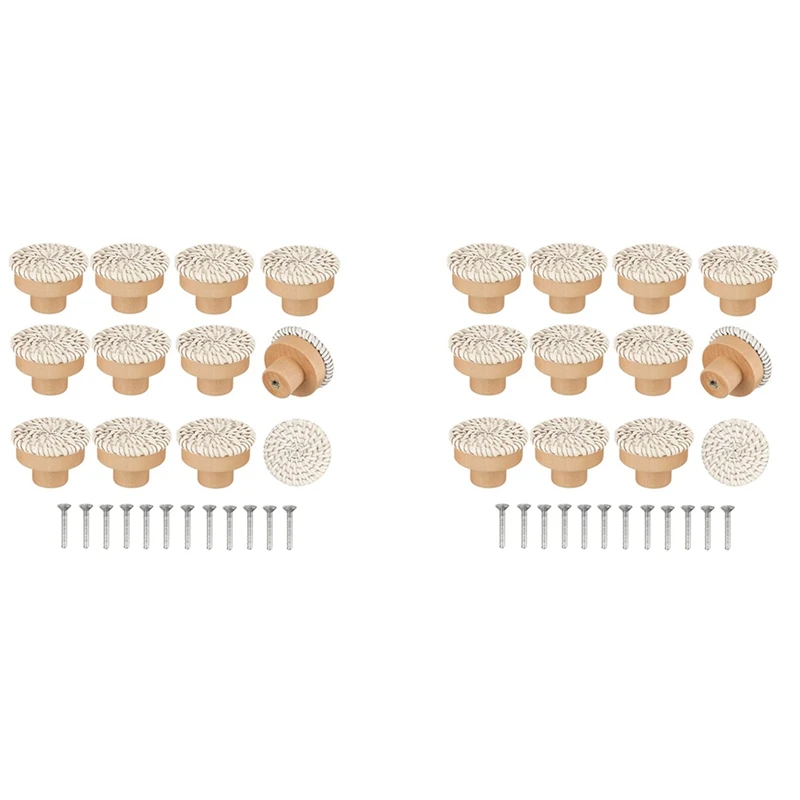 

Новинка, Ротанговые ручки в стиле бохо для комода, круглые деревянные ручки для ящиков, ручная работа, искусственные и винты для мебели в стиле бохо, бежевые ручки, 24 шт.