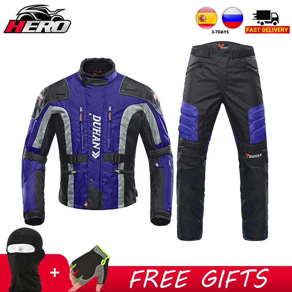 Enlarge DUHAN Autumn Winter Cold-proof Moto Suit Touring Clothing Protective Gear Set Motorcycle Jacket Moto Protector Motorcycle Pants