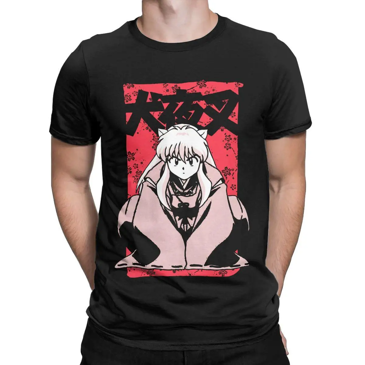 

Vintage Feudal Demon Inuyasha T-Shirts for Men Crew Neck Cotton T Shirts Japanese Anime Short Sleeve Tees Classic Tops