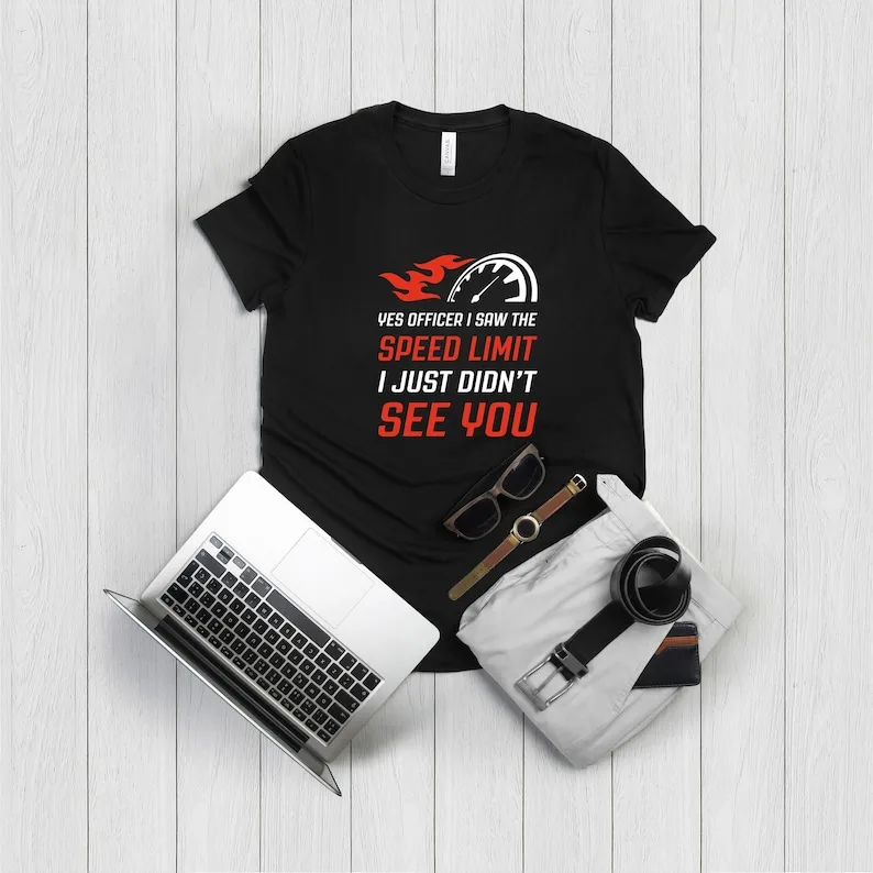 Футболка для парня с машинками Да офицер я увидел ограничение скорости Забавный